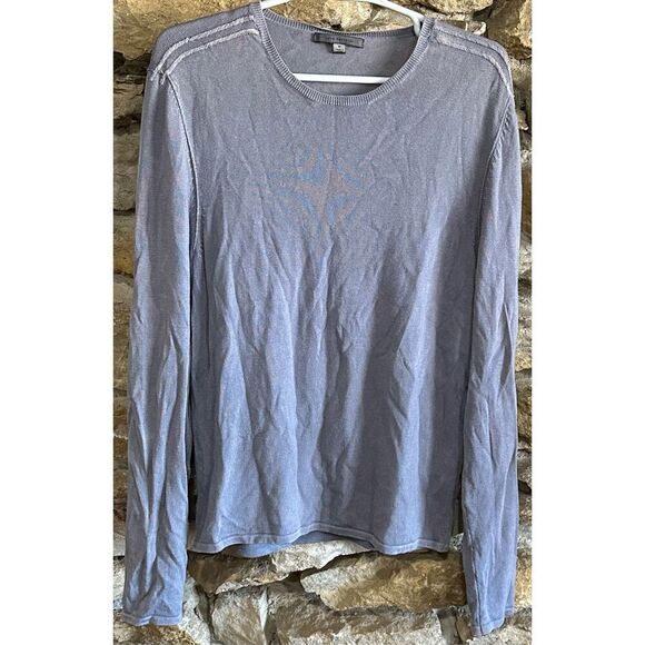Men's Grey John Varvatos Tight Knit Pure Wool Long Sleeve Pullover Crew Neck M - Picture 1 of 6